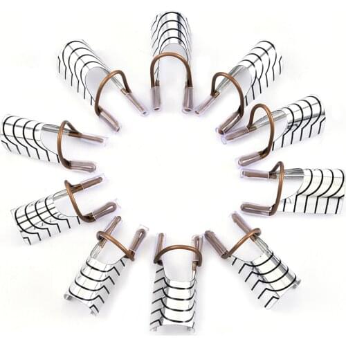 10Pcs Reusable Aluminum Nail Extension Pallets Tips Forms Nail Art Extension Sticker Builder Form Guide Stencil Manicure Tools