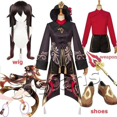 Game Genshin Impact Hu Tao Cosplay Costume Anime Outfits Dress Halloween Carnival Women Girl Uniforms HuTao Weapon Accessories