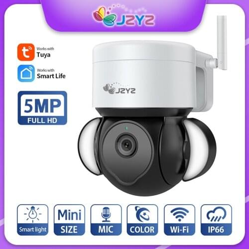 JZYZ 5MP Tuya PTZ IP Camera Alexa Infrared Night Vision Motion Detection IP66 Outdoor Waterproof C86 CCTV Surveillance Camera