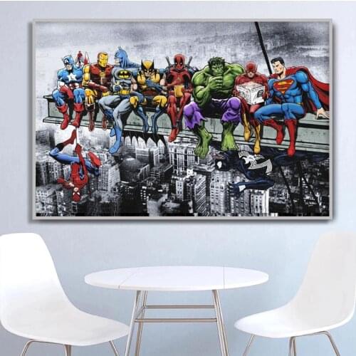 Marvels Avengers Superhero Canvas Painting Hulk Captain America Superman Poster Childrens room wall art picture home deco Rmur