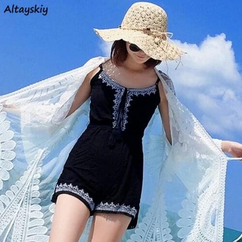 Rompers Women Summer Holiday Soft Embroidery Trendy High Waist Ladies Bohemian Thin Wide Leg Comfortable Retro Clothing Tassels