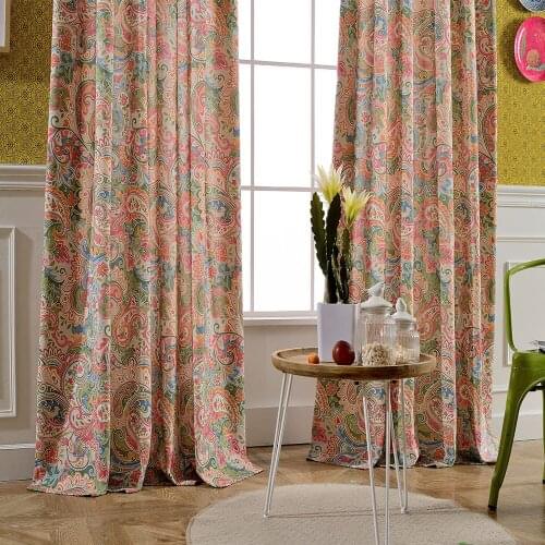 Beautiful Fashion Colorful Floral Window Curtains for Living Room Bedroom Kitchen Home Decorative Linen Drapes Soft Hand Feeling