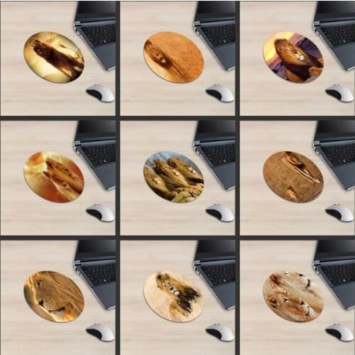 XGZ Laptop Round Mouse Pad Animal Lion Pattern PC Mat Rubber Non-slip King Power Symbol Surface Smooth Speed Version Universal