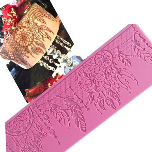 KLM lace silicone bakeable mold embossing mat cake decoration tools cake border silicone mold lace kitchen baking supplies