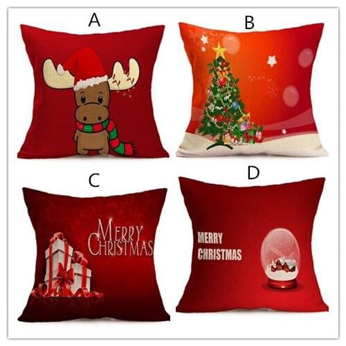 Hot Christmas Decorations For Home 1pcs Reindeer Jute Pillow Cover Case MERRY CHRISTMAS Square Linen Kerst Noel