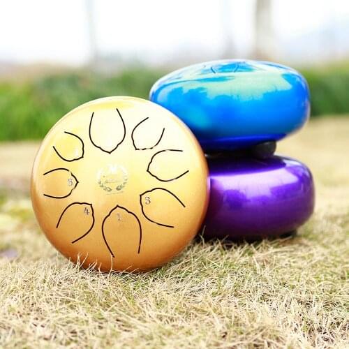 M MBAT 6 Inch Steel Tongue Drum 8 Tune Hand Pan Drum Tank Drums Drumsticks Carrying Bag Meditation Percussion Instruments Gift