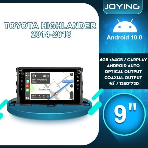 Joying Android Car Radio Head Unit Central Multimedia Player 1din 9” HD1280*720 For Toyota Highlander 2014-2018 Rear View Camera