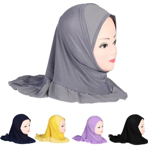 Muslim Kids Girls Hijab Islamic Arab Scarf Shawls Headscarf Turban Hats Childrens Head Cover Wrap Arab Underscarf Headscarf New