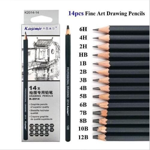 14Pcs/Set Drawing Pencil Set Wooden Professional Art Supplies Hard/Medium/Soft Sketch Charcoal Pencils Art Painting Stationery