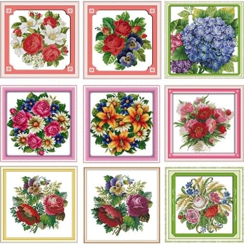 Rose lily flower pattern count cross stitch 11CT 14CT cross stitch set DIY embroidery needlework set fine gifts home decoration