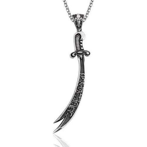 Real Silver 925 Jewelry Silver Zulfiqar Sword Necklace
