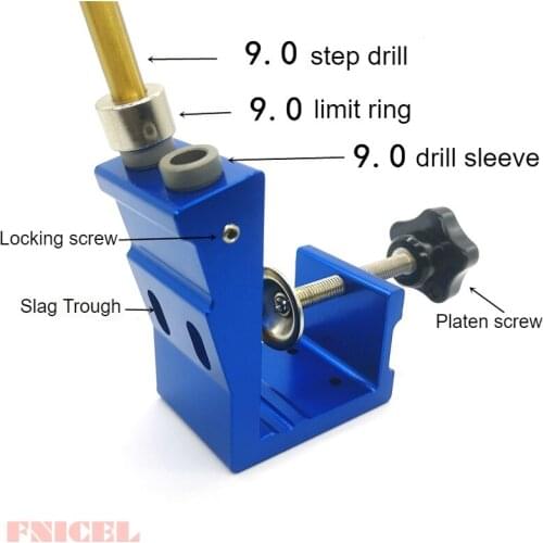 NEW Pocket Hole Puncher Jig Kit Angle Drill Guide Set for Wood Hole Saw Step Drill Bits Screwdriver Bit with Pocket Plugs Screws