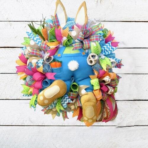Easter Decoration Rabbit Wreath Decoration Easter Bunny Butt With Ears Cartoon Bunny Shape Ornaments Rabbit Wreath Home Decor
