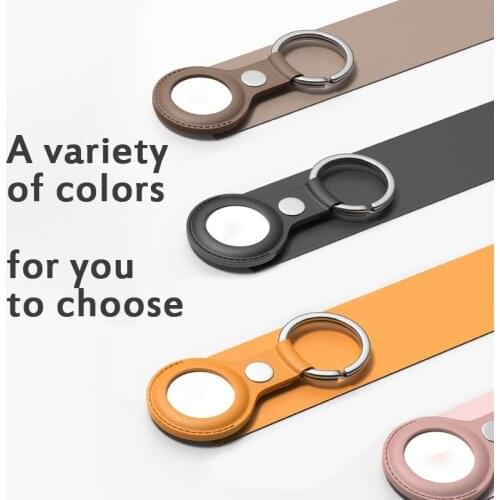 Suitable for Airtags Tracker protective cover positioning tracker anti-lost device first layer leather hanging buckle keychain