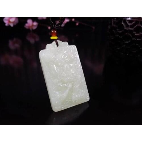 Natural hetian white jade handcarved brave troops pendant simple retro pendant temperament jewellery fashion for women men