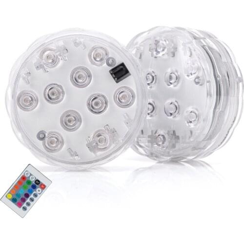 10Led Remote Controlled RGB Underwater Light Battery Operated Swimming Pool Accessories Outdoor Lighting Garden Party Decoration