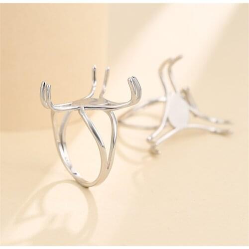 Adjustable Ring Setting for 20mm-24mm Round Cabochons or Irregular Shape Cabochons Ring Base White Gold Plated 925 Silver