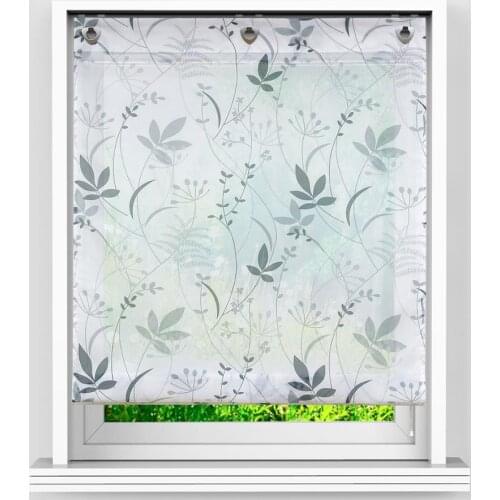 Roman Curtains Leaves and Twigs Printed Panel Drapes with U-Shape Hooks for Home Kitchen Decoration