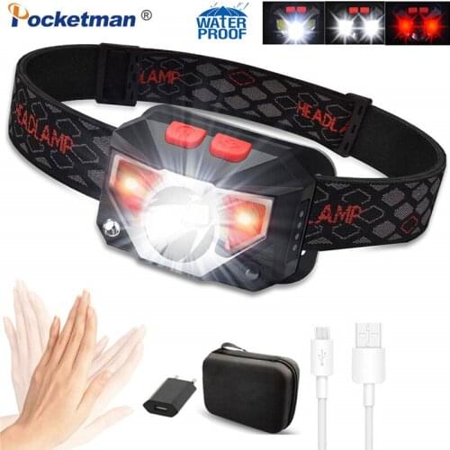 Most Powerful LED Headlamp T6+COB LED Rechargeable Body Motion Sensor Flashlight Head Light Torch Lamp With USB Camping fish