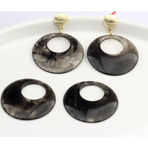 47mm Acetic Acid Resin Charms Pendant Smooth Big Round Circle For DIY Earrings Jewelry Pendant Making Finding Accessories