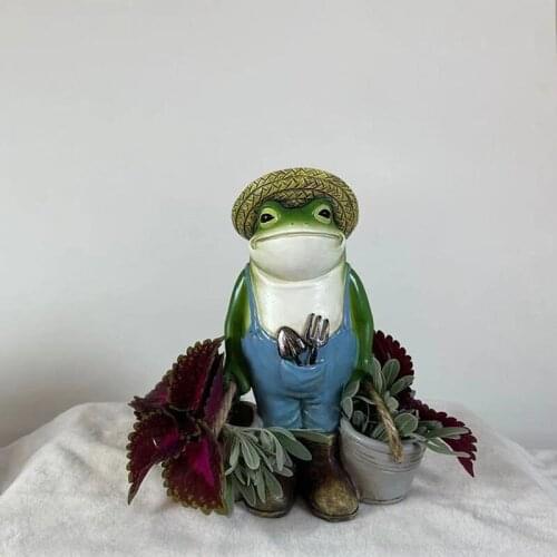 Nordic Resin Animal Frog Flower Pot Sculpture Decoration Handicraft Office Balcony Desktop Home Decor Ornaments