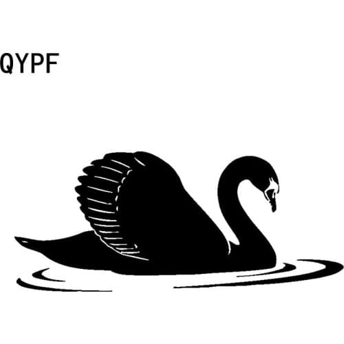QYPF 17.8CM*7.6CM Funny Vinyl Car-styling Bird Floating Swan Car Sticker Decal Black/Silver Graphical C15-1077