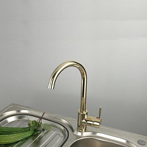 Kitchen Contemporary contracted 100% Copper hot and cold basin faucet gold color sink vegetables a mixers taps 1pcs/lot