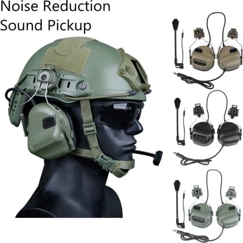 Anti-noise Tactical Helmet Headset with Fast Helmet Rail Adapter Military Headsets Hunting Shooting Hearing Protective Headphone
