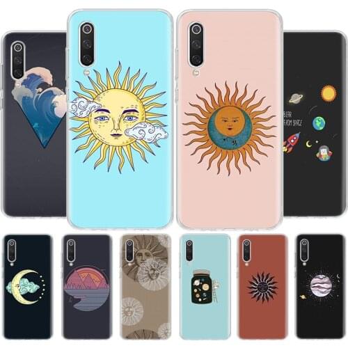 Funny Sun Moon Face Phone Case For Xiaomi MI 8 9 10 5X 6X A1 A2 A3 CC9E 9T NOTE10 Pro Lite Cover Coque soft Silicone TPU
