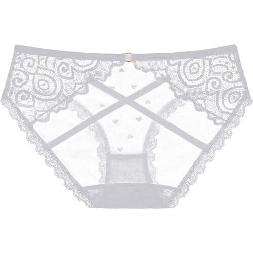 Women Transparent Briefs Panties Teenage Girls High Fashion Underwear Hollow Mesh Intimate Designer Panty Black White XS-L 5005