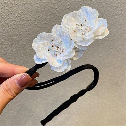 2021 Korean New White Shell Acrylic Flower Hair Ties Scrunchies For Women Wedding Hair Accessories Ponytail Tools Holder Clips