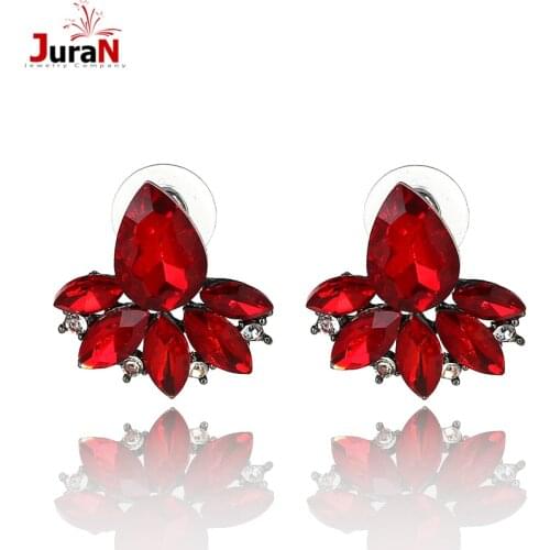JURAN Stud Earrings Women Water Drop Crystal Earrings 2018 Simple Style Earrings Women Charm Fashion Jewelry 2 Colors D1302-1