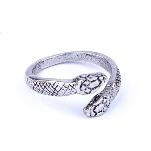1PC Gothic Double Head Snake Open Ring For Women Men New Trendy Retro Punk Metal Color Animals Free Finger Ring Jewelry R148-16