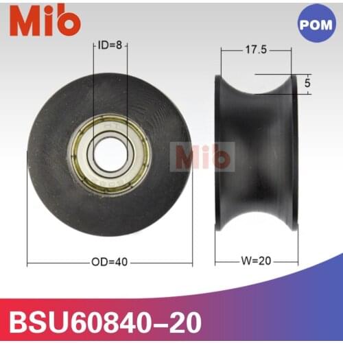1pcs/lot New Nylon Roller Bearings 0840UU 8mm Groove Guide Pulley Sealed Rail Groove Ball Bearing Wheel 8*40*20.5mm BSU60840-20