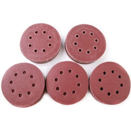 100pcs/pack Sanding Paper 5" 125mm Round Abrasive Papers Back Flocking 8-hole Dry Sandpaper for Metal Wall Furniture Polishing