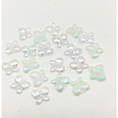 100pcs 10mm White AB Color Resin Butterfly Flatbacks Embellishments Phone Christmas Decorations For Scrapbooking DIY Crafts