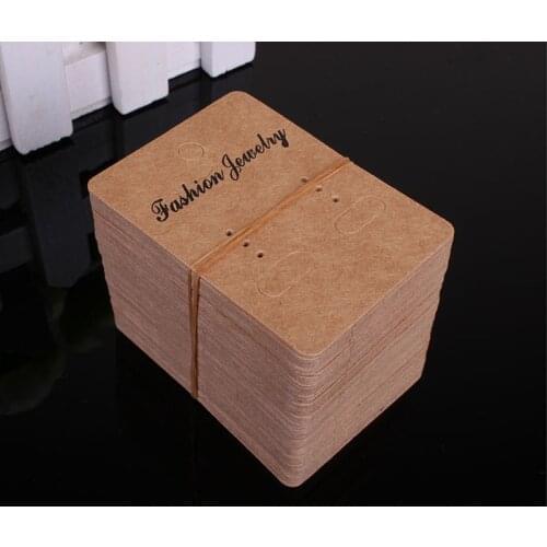 100Pcs 5X6.7cm Blank Kraft Paper Earring Cards Hang Tag Jewelry Display Ear Stud Cards Favor Label Tag Love Jewelry Cards