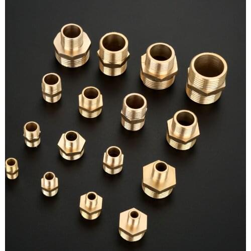 2Pcs 1/8" 1/4" 3/8" 1/2" 3/4" 1" Brass Pipe Hex Nipple Fitting Quick Adapter PT Male Thread Water Connector Air Pneumatic Pipe
