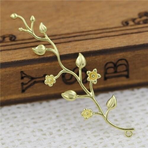 20pcs 58mm Quality Brass Casted Long Vine Leaf Flower Charms Pendant Silver Gold Color Jewelry Making Supplies DIY Findings
