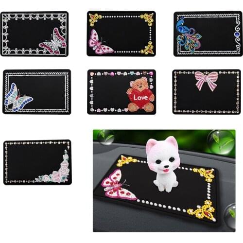 5D DIY Diamond Painting Mats Coaster Ceramics Insulation Cup Pad (Coffee) Cartoon Picture of Anti-Slip Resin Rhinestones Gift