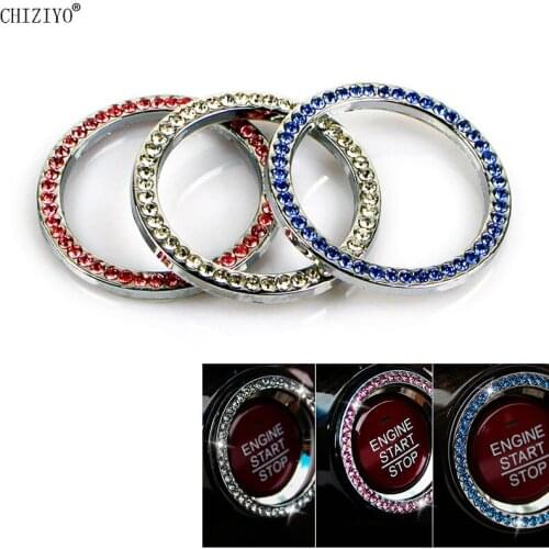 Diamond One-Button Start Circle One-Key Engine Start Stop Ignition Push Button Car Interior Decoration Ring For RAV4 CR-V Teana