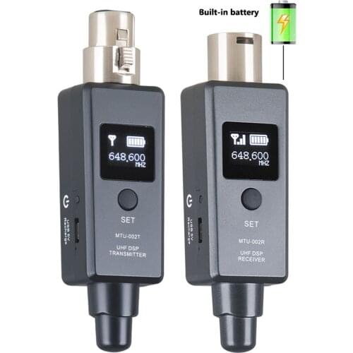 Microphone Wireless Transmitter Receiver UHF Wireless Microphone Audio Transmission System Built in Battery XLR 3Pin Adapter