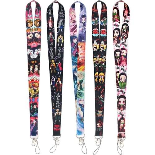 Anime Demon Slayer Keychain Lanyards for Key Neck Strap for Card Badge Gym Key Chain Lanyard Key Holder DIY Hang Rope