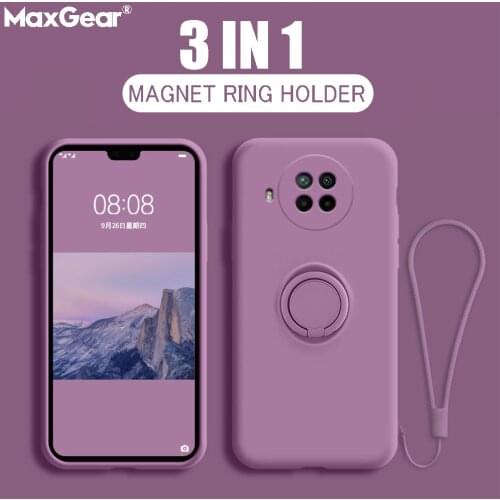 For Xiaomi Mi 11 10 T Lite Poco X3 F2 X2 9SE Liquid Silicone Ring Holder Case For Redmi Note 9 8 7 K30 Pro 9A 9C 9S Strap Cover