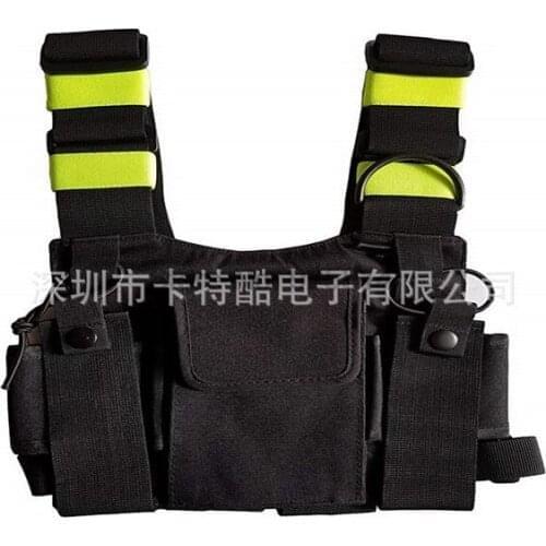 By dhl or fedex 20pcs Bright Green Radio Harness Chest Front Pack Pouch Holster Vest Carry Case for Two Way Radio Walkie Talkie