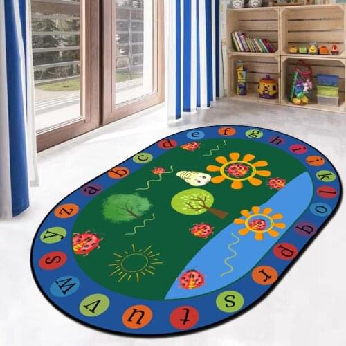 Children cartoon carpet bedroom crawling mat oval living room mat early education center kindergarten custom carpet