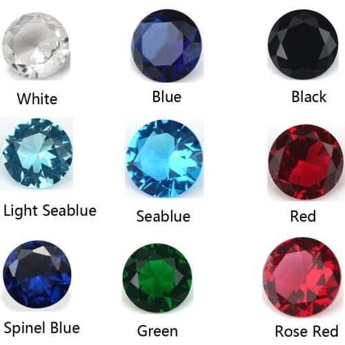 9 Colors 1.0~15mm Round Red Green Rose red Black White BLue Loose Glass Gemstone Machine Cut For Jewelry DIY
