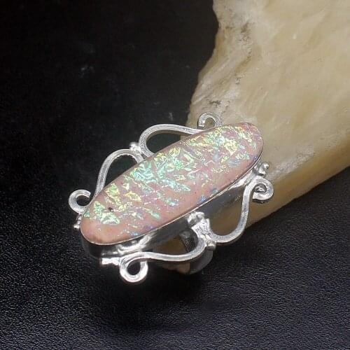 Gemstonefactory Jewelry Big Promotion Single Unique 925 Silver Gentle Dichroic Glass Women Men Gifts Band Rings 6# 20212885