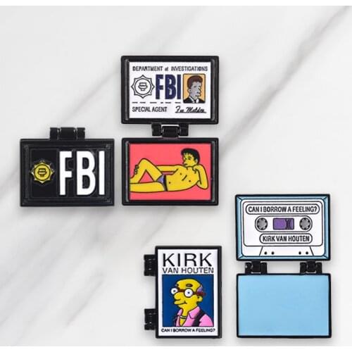 X-Files FBI Fox Mulder Flip Cover Enamel Brooch Denim Clothing Backpack Lapel Pin Badge Jewelry Gift for fans