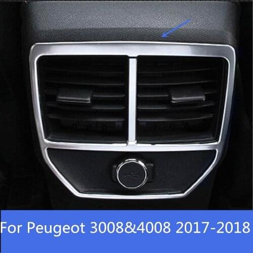 For Peugeot 3008&4008 2017-2018 ABS Chrome Rear exhaust vent Cover Trim Interior car Styling Accessories 1pcs